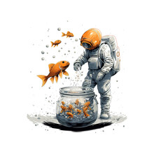 A Scuba Diver Feeds Fish In An Aquarium. Vector Illustration Design.