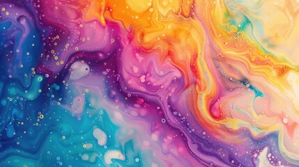 Canvas Print - psychedelic style with rainbow colors patterns, colorful liquid background