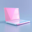 Stylish pastel pink and blue 3d laptop with a sleek design on a soft background