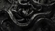 Black snakes background, black snake's skin texture backdrop