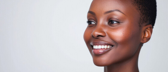 Wall Mural - happy attractive african american woman of middle age posing for beauty portrait. pretty black ethni