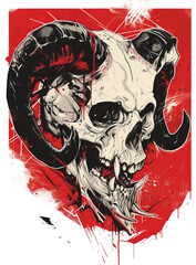 Wall Mural - Demon skull isolated on transparent background. PNG