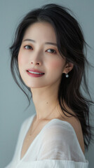 Wall Mural - beautiful confident young adult asian woman posing for beauty portrait. pretty smiling happy healthy