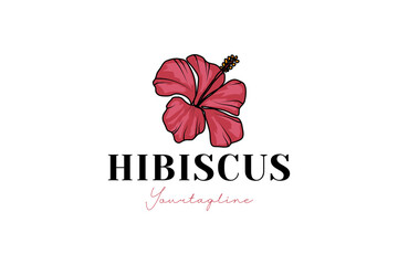 Sticker - hibiscus logo vector icon illustration