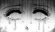 恐怖に怯えて泣く少女漫画風キャラクターの白目ドアップイラスト