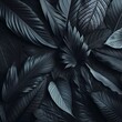 © zunaira - Textures of abstract black leaves for tropical leaf background. Flat lay wallpaper background, dark nature concept, tropical leaf