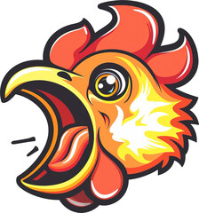 Wall Mural - Angry chicken head isolated on transparent background. PNG