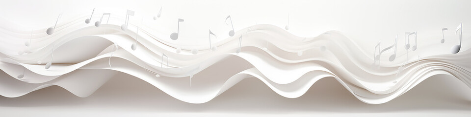 Wall Mural - white background symbols of the notes on the sheet music a long narrow panoramic frame music.