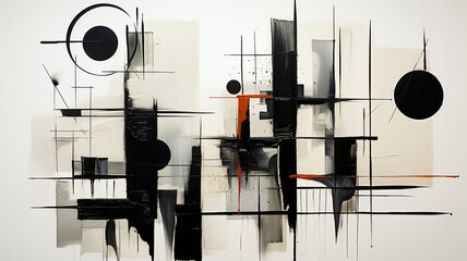 Wall Mural - monochrome painting geometric shapes flat abstraction.