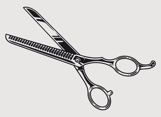 Sticker - Thinning scissors vintage sticker monochrome