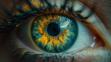 Macro Human Green Eye. Eye Specialist Visit Concept. Selective Focus. Copy Space