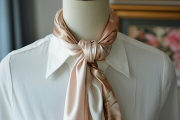 Wall Mural - silk scarf tied around a mannequins neck with a white shirt