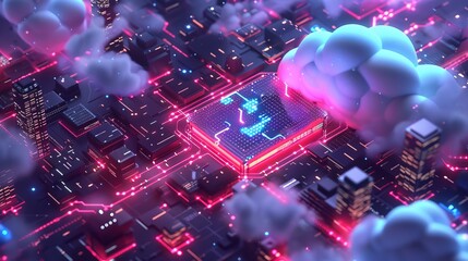 Poster - Animated sequence of a data packet traveling through cloud infrastructure, demystifying how data moves in the cloud