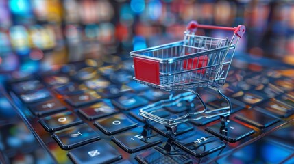 Poster - E-commerce platform powered by cloud computing, handling massive online transactions smoothly