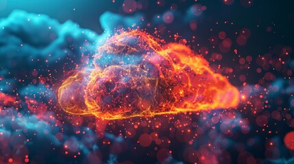 Poster - Visualization of data flowing through a cloud network, illustrating the concept of data as the new oil