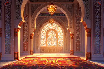 An interior design of a beautiful mosque