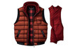 Realistic Quilted Vest with Flannel Shirt on white background