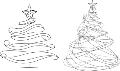 Wall Mural - Christmas tree star vector one line continuous illustration