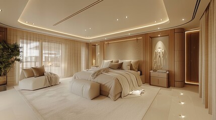 luxury elegant bedroom with double bed