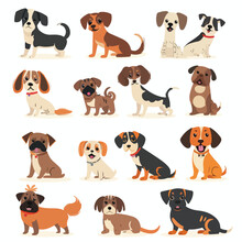 Dogs Collection. Vector Illustration Of Funny Car