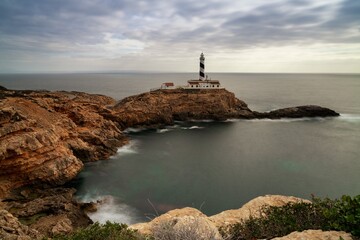 Canvas Print - long exposure view of the Cap de Cala Figuera lighthouse