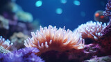 Fototapeta Przestrzenne - Living corals and anemones in the deep sea