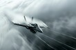 A dynamic image capturing a jet fighter piercing through the clouds, exemplifying the essence of supersonic speed and aerial agility.