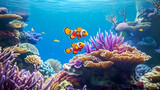 Fototapeta Do akwarium - Living corals and anemones in the deep sea