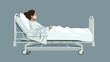 Woman in medical bed vector flat minimalistic isoated