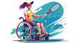 Woman in wheelchair playing Tennis isolated vector