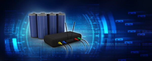 Poster - 3d rendering Transmitter WiFi with battery
