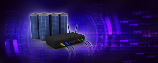Poster - 3d rendering Transmitter WiFi with battery

