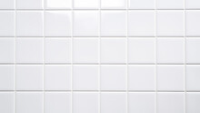 White Rectangle Mosaic Tiles Texture Background. Classic White Metro Tile. Long Wide Picture.