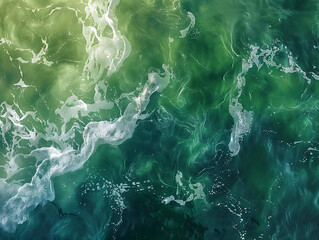 Wall Mural - an aerial view of green sea in the style of sparkling