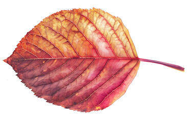 Wall Mural - close up of a red leaf against a white background in 