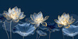 © Olga Ionina - Golden lotus line arts on dark blue background luxury gold wallpaper design wedding background