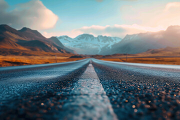 Poster - Road in the mountains. A slide background for showcasing creative content. Background image. Created with Generative AI technology.
