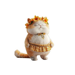 adorable cat job character design illustration transparent background introspective vahiné flowers aloha hawaii vahiné