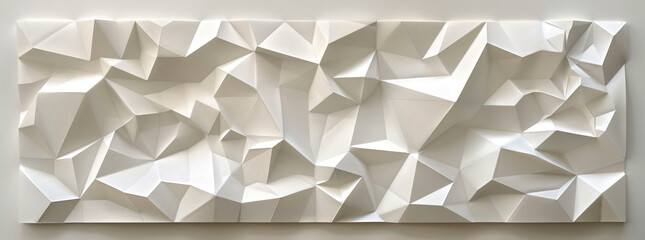 Wall Mural - a white abstract paper wall with many triangles, in the style of sculptural form, futuristic organic