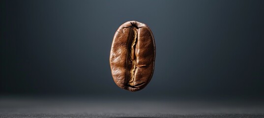 Wall Mural - Levitating roasted coffee beans on dark background with copy space for text placement