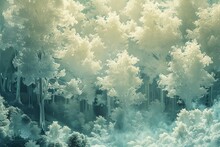 An Intricate 3D Fractal Forest With An Infinite Depth Of Crystalline Trees And Kaleidoscopic Foliage.