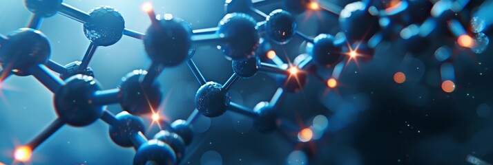 Poster - Futuristic geometric molecules pattern on white gray background with copy space for text.