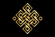 © ararat - The endless knot or eternal knot. Gold Samsara icon. Guts of Buddha, The bowels of Buddha. Happiness node, symbol of inseparability and dependent origination of existence and all phenomena in Universe