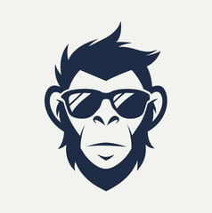 Wall Mural - Monkey mascot logo vector. Animal vector illustration. Geek monkey logo. Chimpanzee vector logo design
