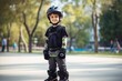 © Nerea - Portrait of a little boy on roller skates in the park