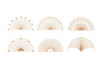 Aufkleber - Vector design elements and simple illustrations in simple linear style, packaging template, minimal designs for golden foil printing