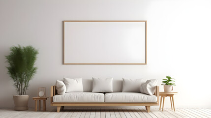 Poster - modern living room with sofa and frames