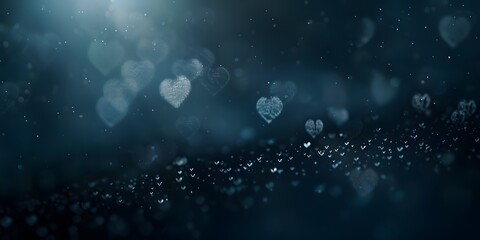  Abstract dark gradient background with hearts shape bokeh