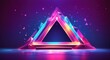 Neon triangle low poly gradient portal with light effects