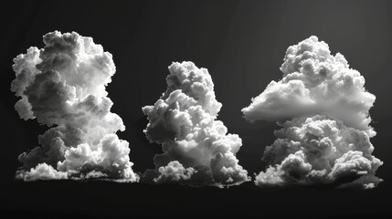 Aufkleber - Set of white clouds on a black background, isolated on white